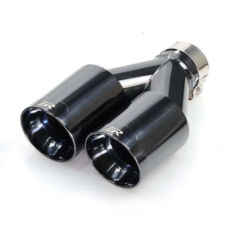 BMW Universal Y-Type Dual Carbon Fiber Black Exhaust Muffler & Tip