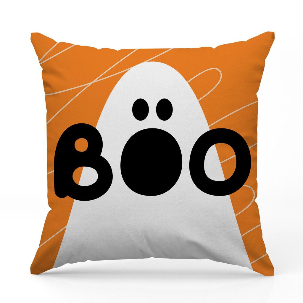 Halloween Funny Pillow Cover Short Plush Pumpkin Print Cushion Indoor Holiday Decoration Sofa Cushion