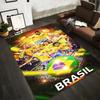 """Fußballmannschaft Brasilien Teppich mit Spielerdesign und grünem Ballmuster" Geeignet für den Einsatz als rutschfeste Unterlage für Wohnzimmer, Schlafzimmer, Sofas"""