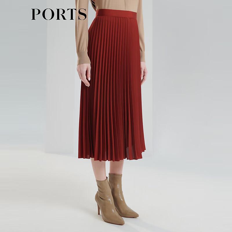 PORTS Women's Dirty Orange Pleated Midi Skirt
