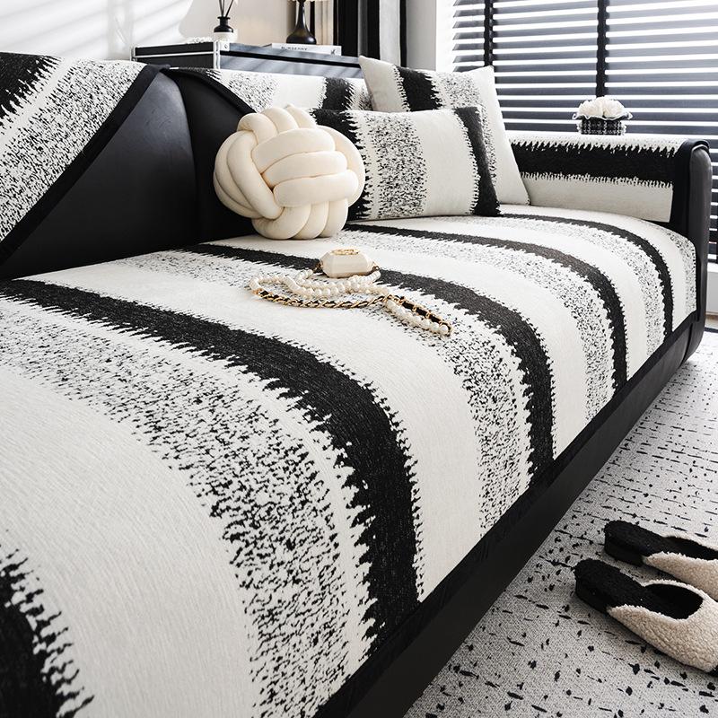 Chenier Sofa Cushion Is Universal In All Seasons, New Striped Sofa Cover,Luxury High-end Non-slip Cover Cloth Towel