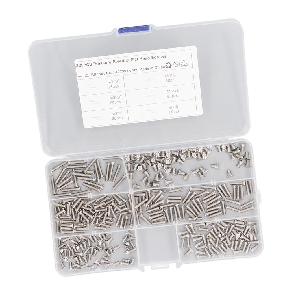 325 Piezas Tornillos de Soldadura por Puntos 6 Tipos M3 M4 Acero Inoxidable Espárragos de Soldadura Tornillos de Cabeza Plana para Maquinaria