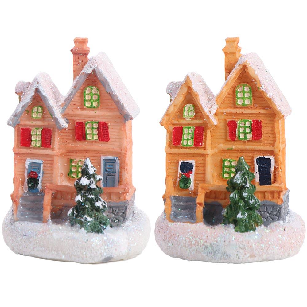 Winter Snow LED Lighted Houses Luminous Village Christmas Figurine Desktop Collectible