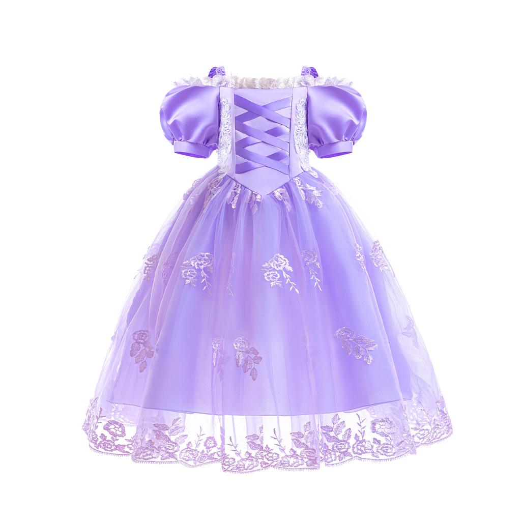 Disney Sofia Princess Dress Girls Summer Dresses Birthday Carnival Party Sofia Sleeve Puffy Prom Dresses and Accessories
