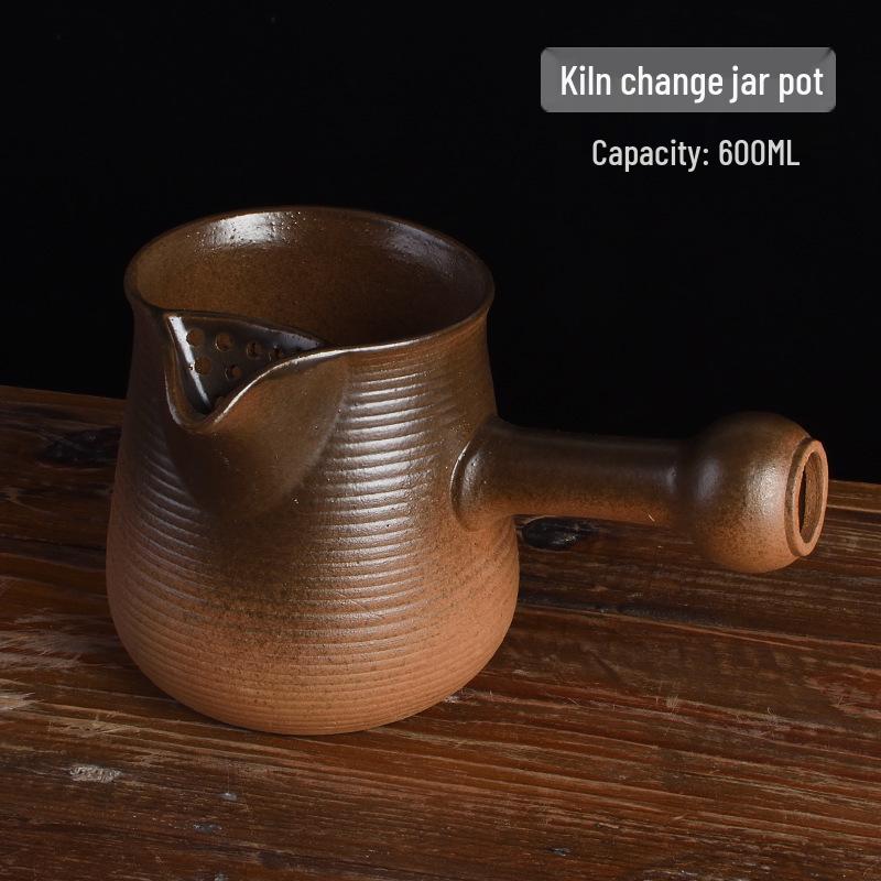 

Large Ceramic Electric Kettle, Wood Handle, Open Flame Compatible, Outdoor Tea Maker