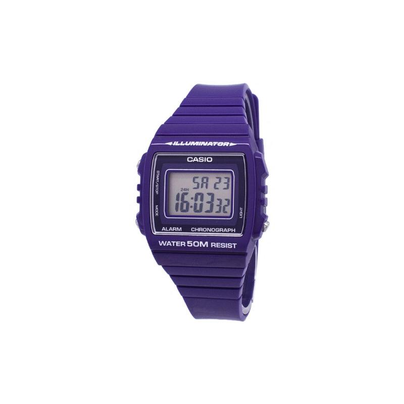 

Casio YOUTH series - silicone small square, fashionable retro small square watch, LCD display waterproof sports student, quartz movement, W-215H-6AVDF фиолетовый