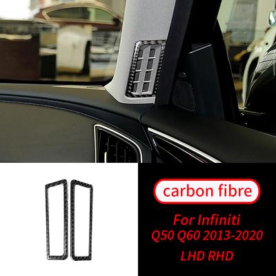Für Infiniti Q50 Q60 2013- 2PCS Real Carbon Fiber Vordere Säule Air Vent Outlet Abdeckung Trim Auto Innen liefert Auto