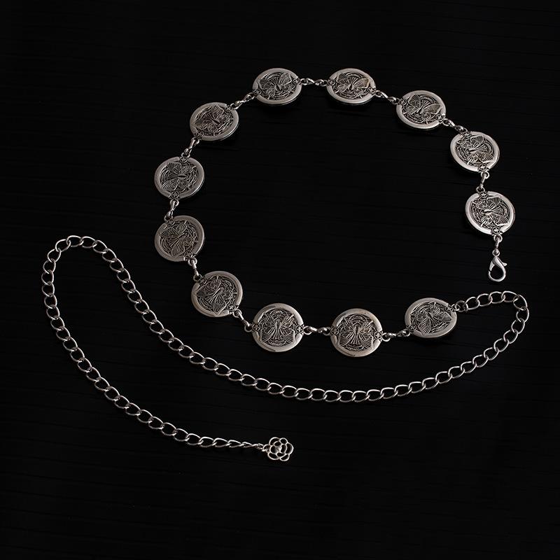 Bohemian Ethnic Style Waist Chain Body Chain Women'S Personality Retro Metal Engraved Belt Dress Coat Accessories