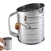 Flour Sifter Semi-automatic Handheld Hand-crank Sieve Stainless Steel Graduated Inclined Mouth Flour Sieve Kitchen Gadget