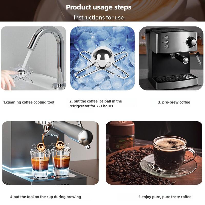 Stainless Steel Ice Balls for Coffee Cooling - Reusable Freezer-Safe Espresso Chiller, Flavor Enhancer Tool