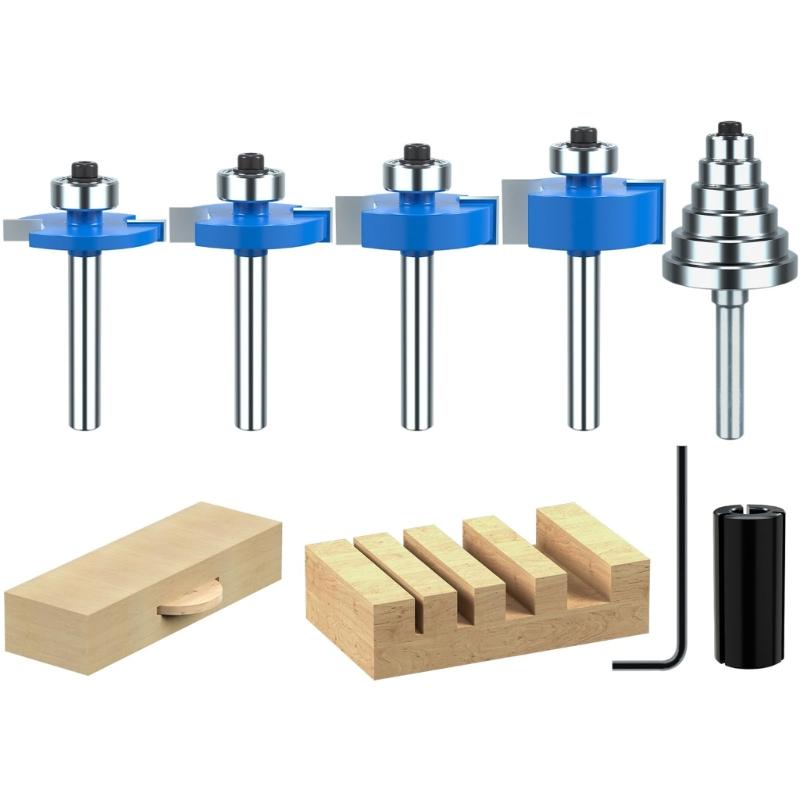 Pack of 7 Carbides Router Bit Set Featuring Ball Bearings Wood Chamfer Bit for Accuracy Woodworking Applications