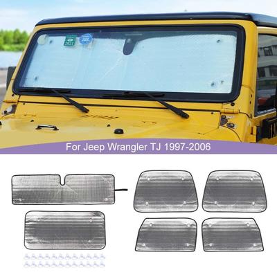 Bilvindruta Solskydd Fönsterskydd Vikbart solskyddsskydd Passar till Jeep Wrangler TJ 1997-2006 Bilinredningstillbehör