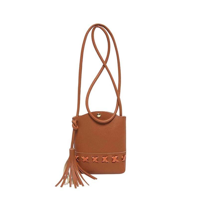 

Stylish Mini Shoulder Bag For Women Retro Vintage Fashion With Trendy Tassels And Soft Pu Material In White Black Pink Brown Colors коричневий