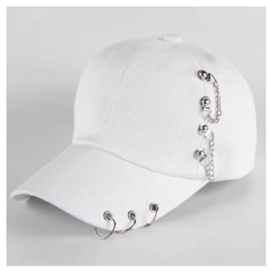 Baseball Cap Hat Metal Ring Chain Spring Summer Autumn Punk Hip Hop Rock Adjustable Unisex Men Women Outdoor Casual Cotton