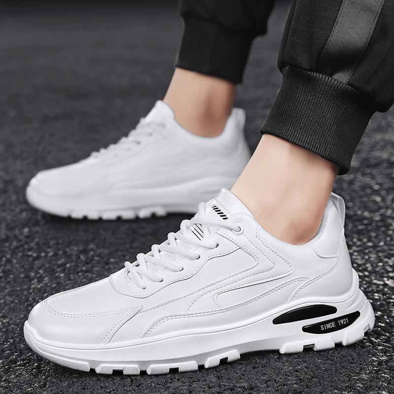 Fashion Autumn Men's Casual Shoes Leather White Sneakers Platform Waterproof High Quality Designer Footwear Men Vulcanized Shoes Fashion