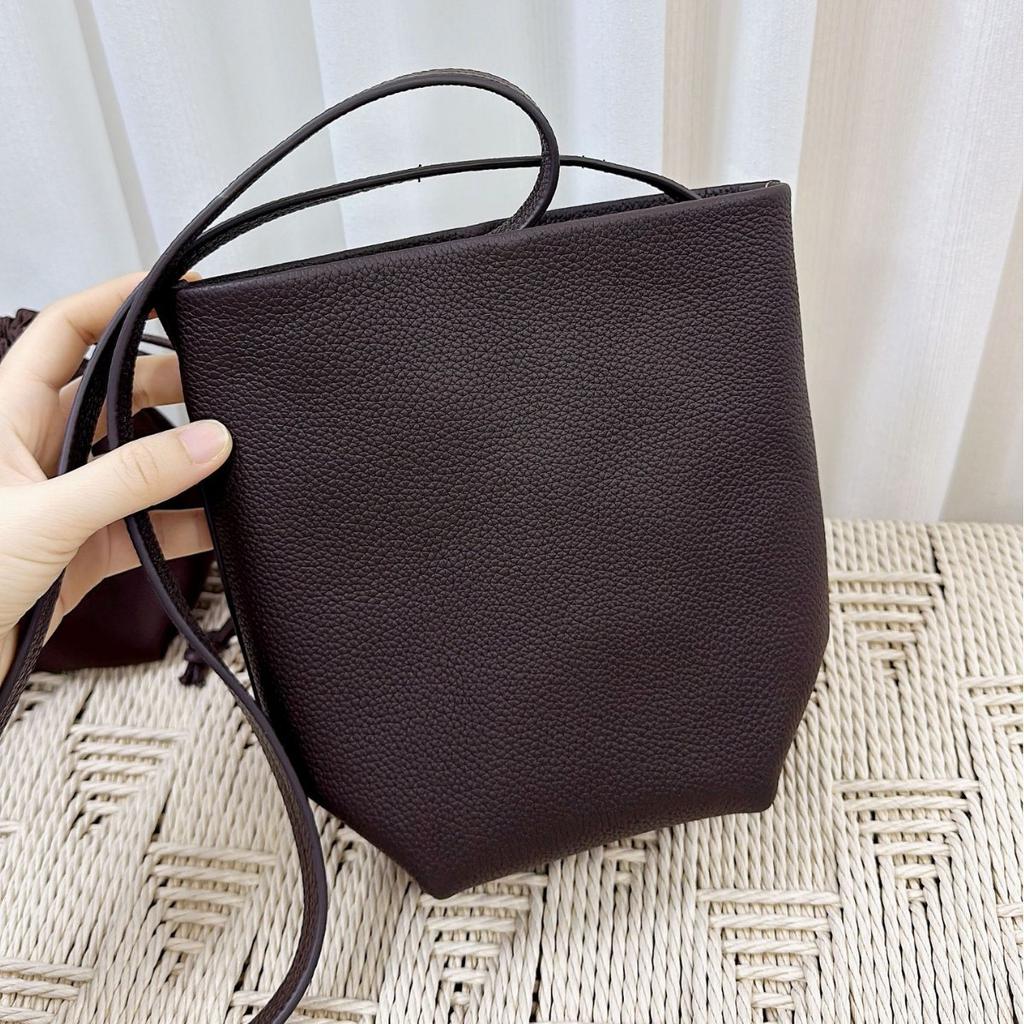 Bucket phone bag, minimalist top layer togo cowhide single-shoulder crossbody bag, full leather inside and out small bag for women