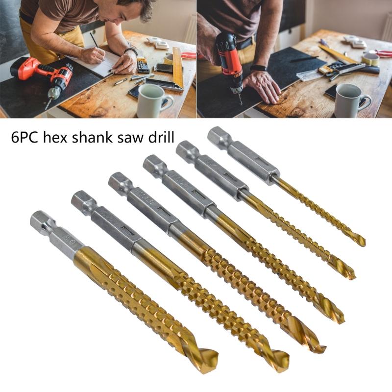 6Piece HSS Steel Twist Drill Bit Set for Wood, Plastic and Aluminum Sizes 3mm To 8mm