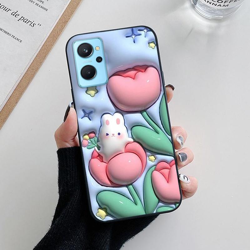 Voor OPPO Realme 9i Hoesje Mode Panda Bloemen Zacht Siliconen Achterhoezen voor Realme9i 4G Realme9 i Cover RMX3491 etui Fundas tas