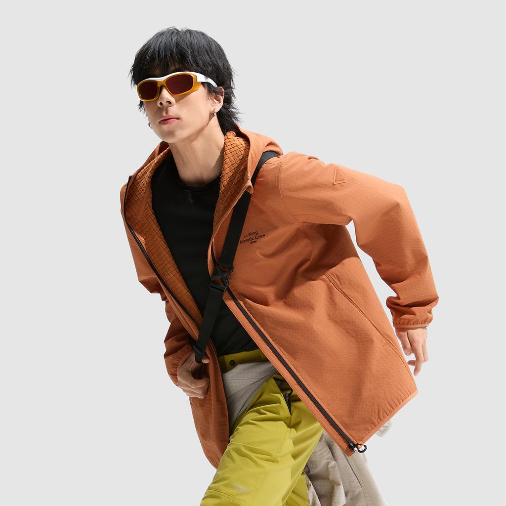 Li Ning Fitness Series Outdoor Cycling Camping Windproof Fleece Adaptive Temperature Control Warm Hooded Long Sleeve Windbreaker AFDU925-3