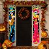 Mexican Day of The Dead Couplet Halloween Skull Pattern Banner Halloween Horror Themed Party Decor Door Hanging Flags Curtain