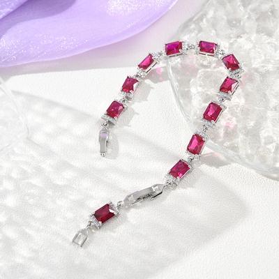Koreanische Version Blauer Edelstein Armband Rechteckig Leichter Luxus Rein Handgesetzt mit Geometrischem Farbigen Zirkon