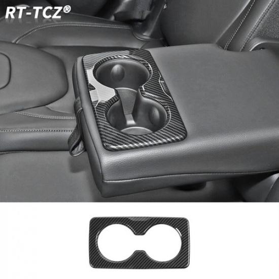 Rear Armrest Cup Holder Panel Trim Cover For Jeep Cherokee 2014+ Carbon Fiber
