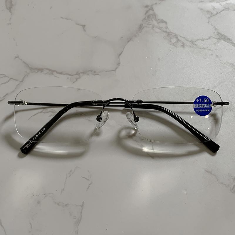 3512 Slim Custom Women's Eyewear Blue Light Blocking Technology Rimless Blue Reading Glasses for Presbyopic Old People