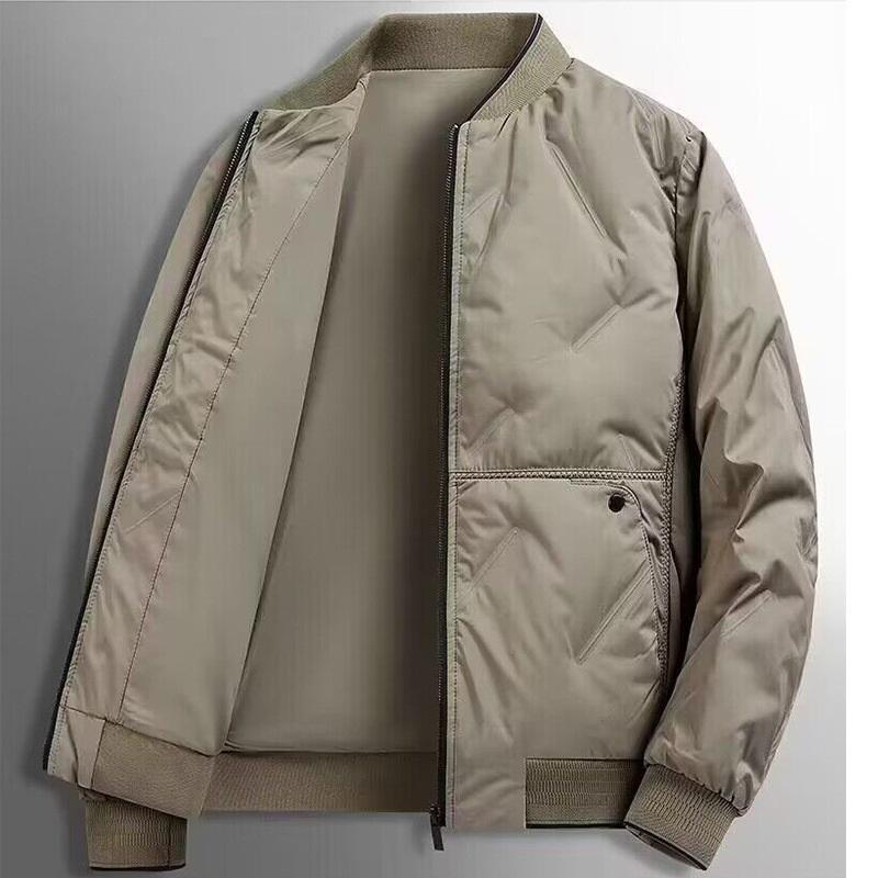 

Zipper Up Bomber Jacket Men Quilted Padded Casual Winter Outerwear M хаки
