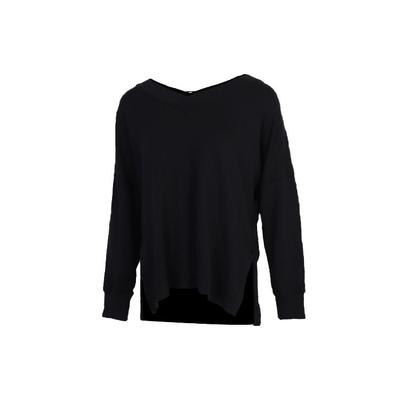 Yoga Solid V-Neck Pullover Long Sleeve T-Shirt Women Tops Black CU5491-010