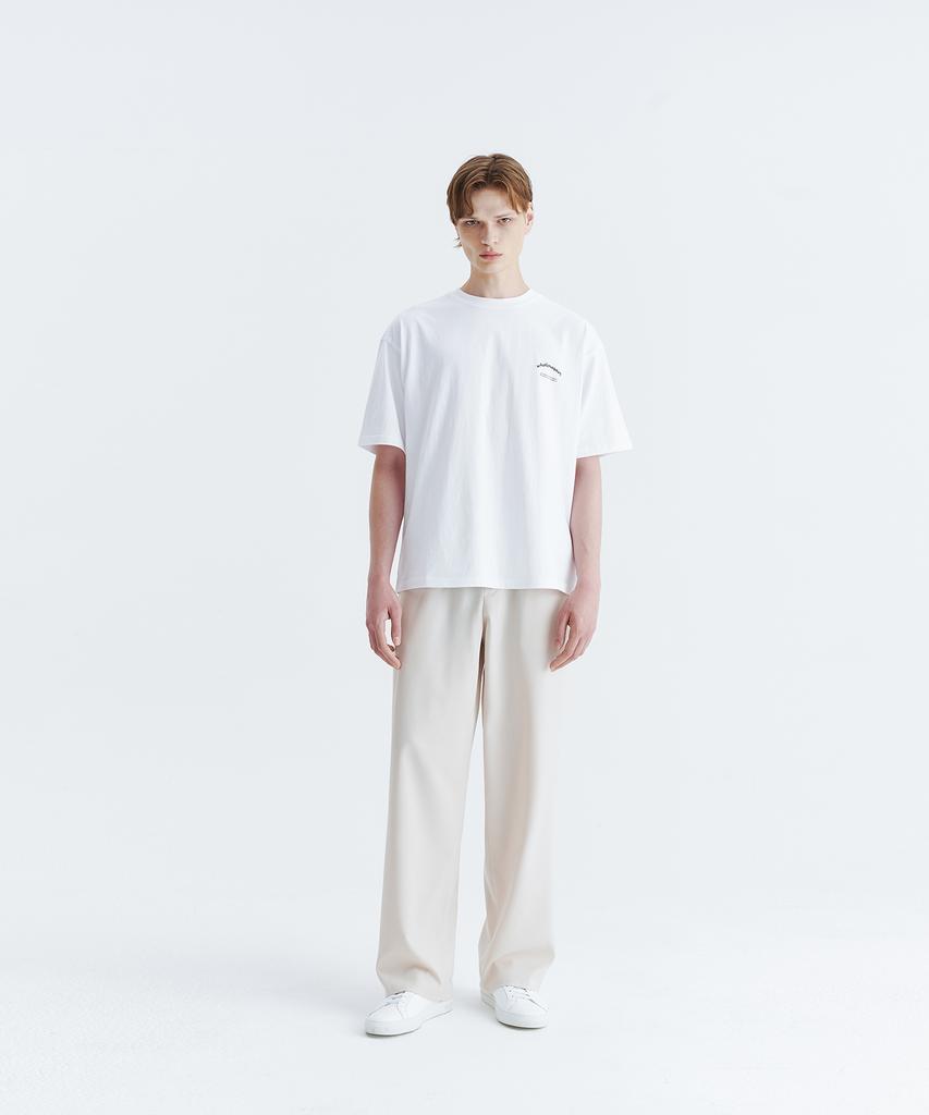WHOLOVESART [Summer Fabric Added] Unisex Semi-Wide Elastic Waist Slacks Ivory
