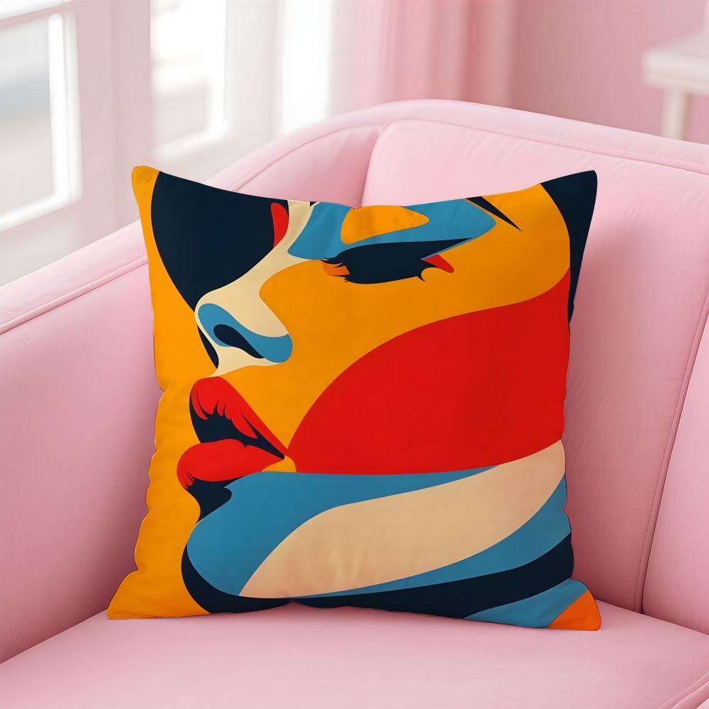 AAbstract FFigure Print Cushion Cover Linen Pillowcase Cover Soft Decor for Sofa Home Room