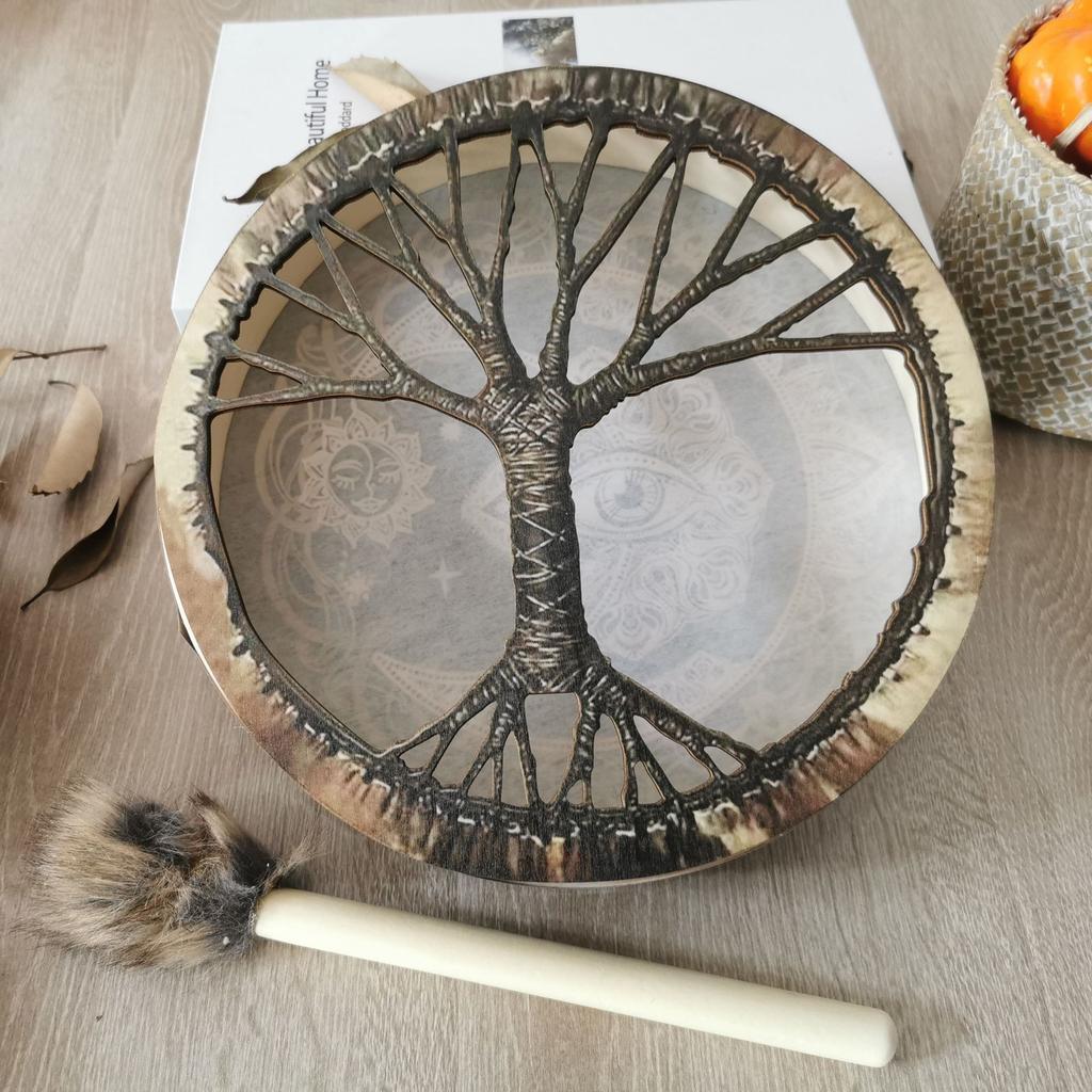 25CM Shaman Drum with Beater Sound Healing Tool Meditation Music Percussion Instrument For Spiritual Music,Reflection Meditation