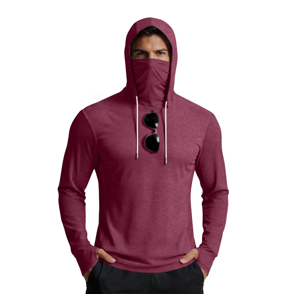 Men Long Sleeve Pullover Hoodie with Adjustable Drawstring Hood Casual Athletic Fit Lightweight Top for Daily Wear