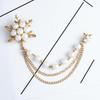 Elegant Pearl Snowflake Chain Tassels Brooch Fashion Brooches for Women Chain  Pin Jewelry