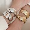 Irregular Geometric Glossy Opening Bangle for Women Personality Metal Bangles Exaggerated Design Fashion Jewelry Party Gift A1