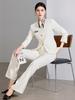 Women's Beige Suit Set: Elegant Spring/Autumn Formal Attire for Announcers, Hosts, or Salon Receptionists