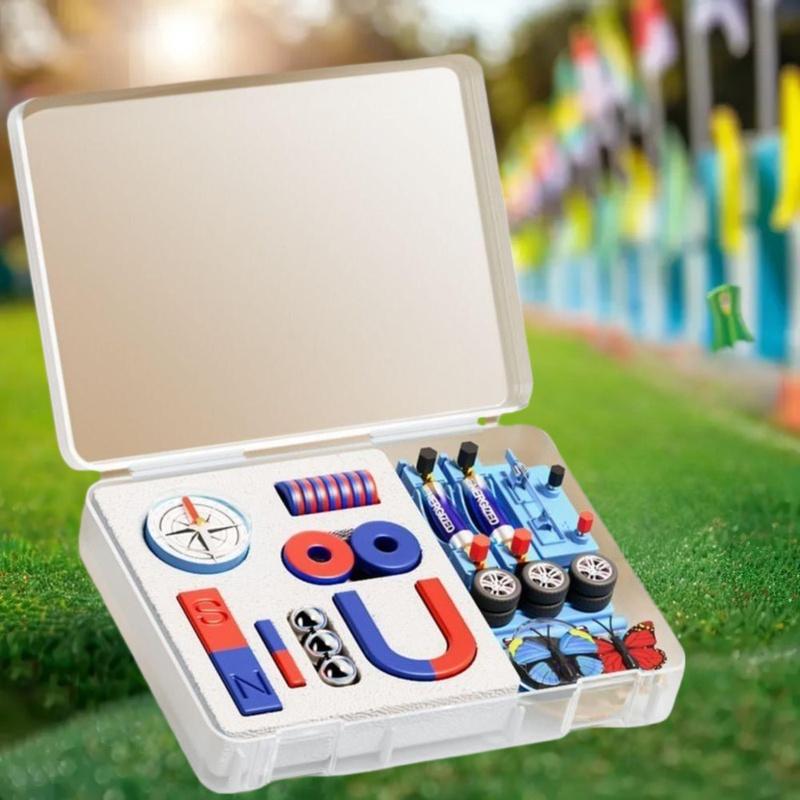 1 Set Esperimento Educativo Con Magneti a Barra, Anello, Ferro di Cavallo, Forma a U e Bussola Kit Magnetico STEM Fisica Scienza Per Bambini