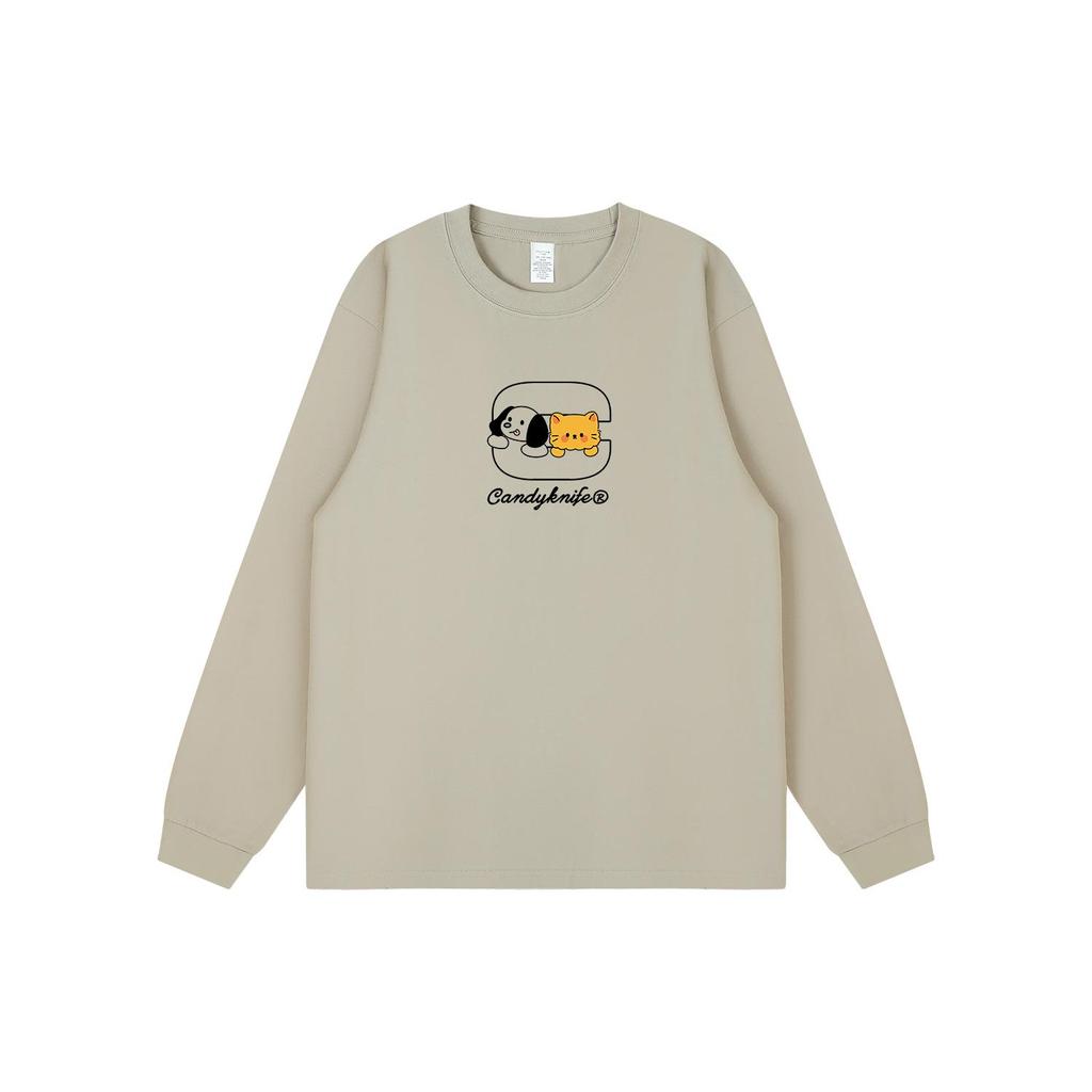 Japanese Cartoon Print Cotton Long Sleeve T-shirt - Cute Autumn/Winter Style for Couples