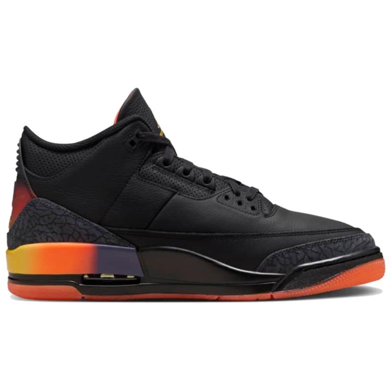 J. Balvin x Air Jordan 3 Retro Rio Unisex Sneakers Black Solar-Flare Total-Crimson-Abyss FN0344-001