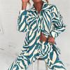 Autumn Elegant Long Sleeve Top And Elastic High Waist Trousers Suit Trouser Suits Loose Stripe Women Shirt Pants Two Piece Set