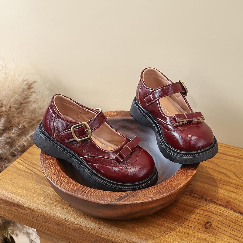 New Spring Girls British Mary Jane Shoes Soft Sole Anti Slip T Strap Buckle Flat Shoes