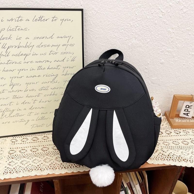 

Корейский милый рюкзак с кроликом женский 2024 студенческий школьный рюкзак для средней школы рюкзак для колледжа дорожная сумка компьютерная сумка чёрный