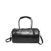 Stylish Fashionable 2024 Womens Solid Color Pu Leather Handbag Trendy Street Style Cylinder Bag