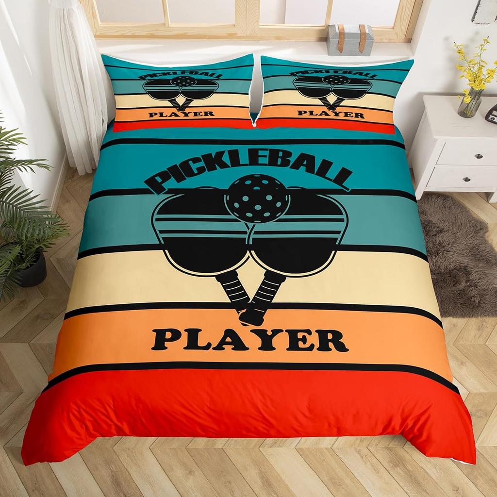 Sports Badminton Duvet Cover Fluorescent Green Pink Badminton Racket Bedding Set Sports Game Comforter Cover Fashion Quilt Cover
