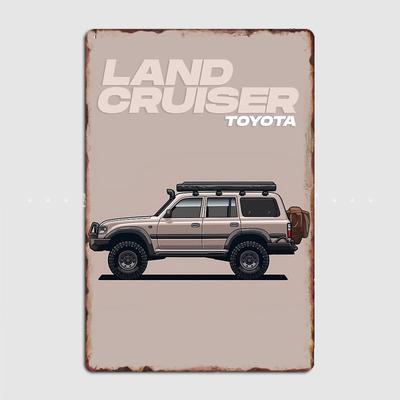 Klassiker Auto Land Cruiser 80 Retro Poster Metallschild Garage Club Innenraum Wanddeko Individuelles Blechschild Heimdeko
