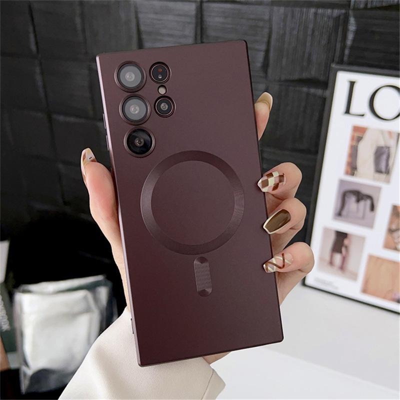 Samsung S25FE Magnetic Case with Frosted Metallic Finish, Anti-Drop Protection, Full Wrap for S25 Edge, S24 Ultra, and S23 Plus.