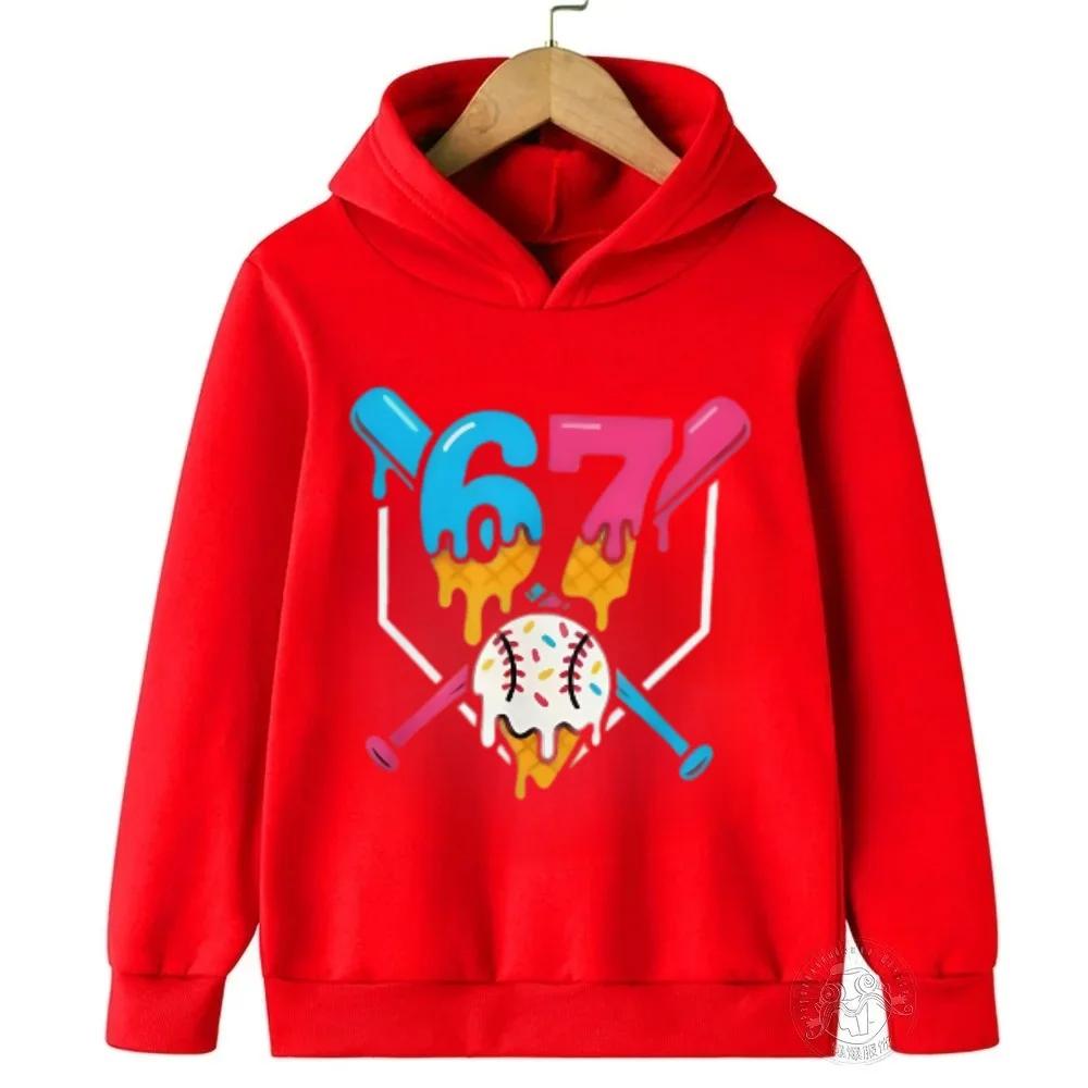 Spring Autumn 67 Children's Hoodie Kids Casual Boys Girl Pullover Fashionable and Funny Comfortable Sweatshirt Hoodies Coat