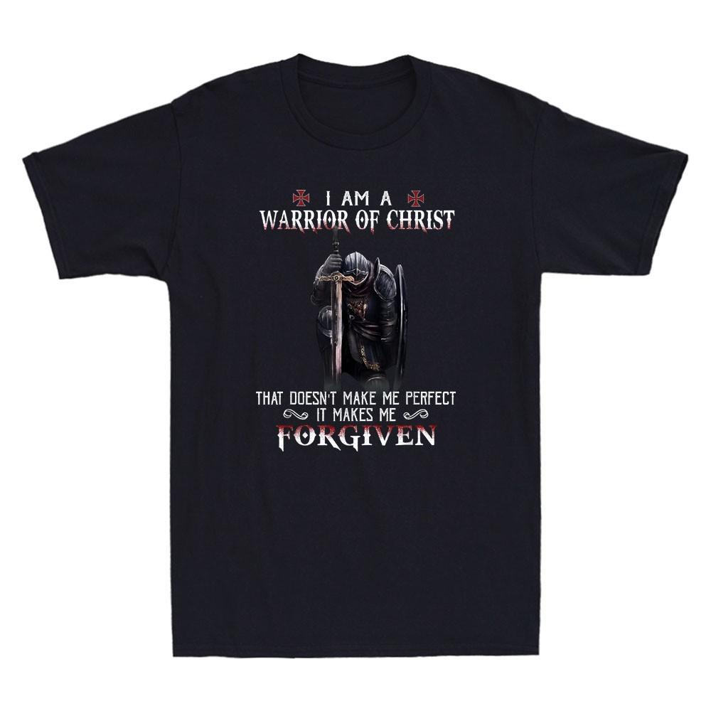 Christian Knight Templar I Am A Warrior Of Christ Forgiven Vintage Men s T-Shirt XXXXL