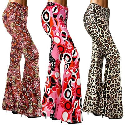 Women Paisley Print Flared Pants High Waist Skinny Long Pants Hip Wrapped Casual Trousers Female