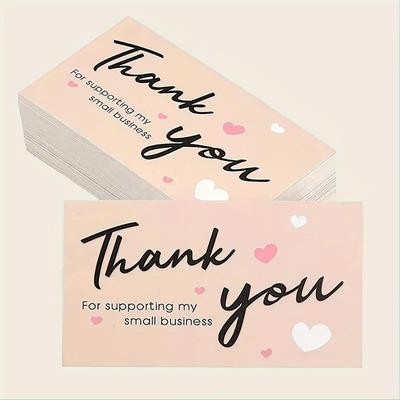 50pcs/pack Thank You Card For Small Business Commercial Decoration Label Cards Gift Thank You Message Cards Handmade With Love